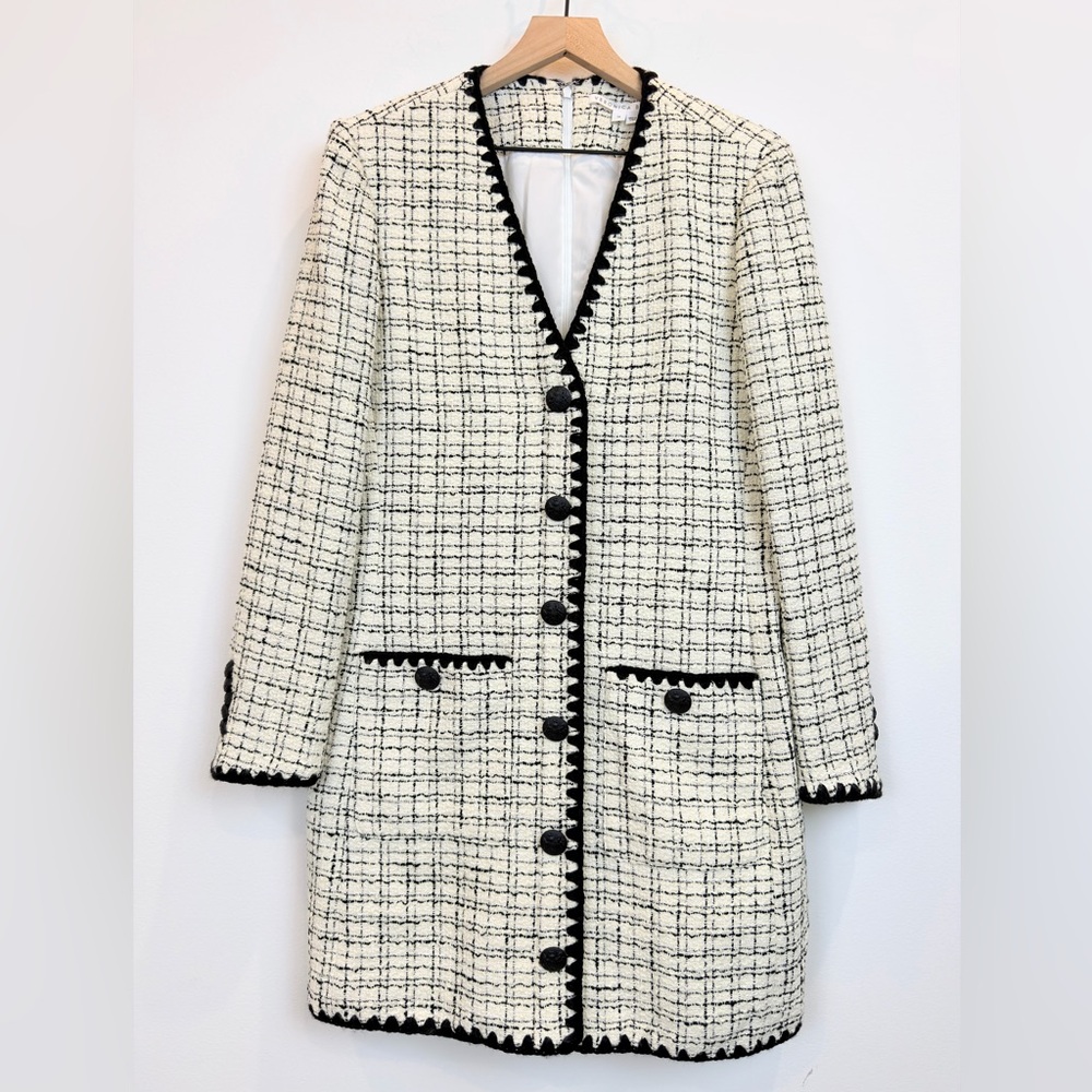 Veronica Beard Palatine Tweed Mini Dress White Black Sz 14 - Picture 3 of 11